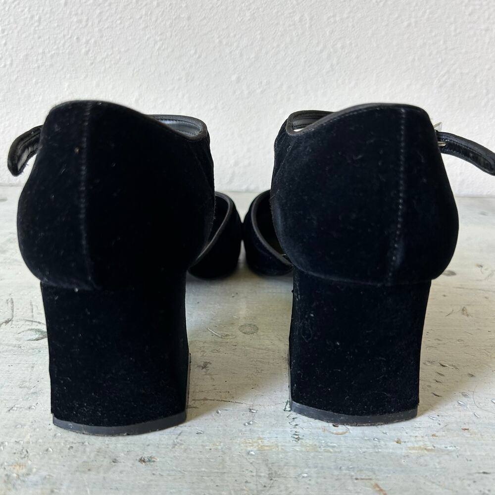 Merona Black Velvet Mary Jane Block Heel Pumps Women's Size 7.5 - Picture 6 of 11